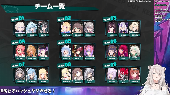 参加9チームのメンバー一覧スライド